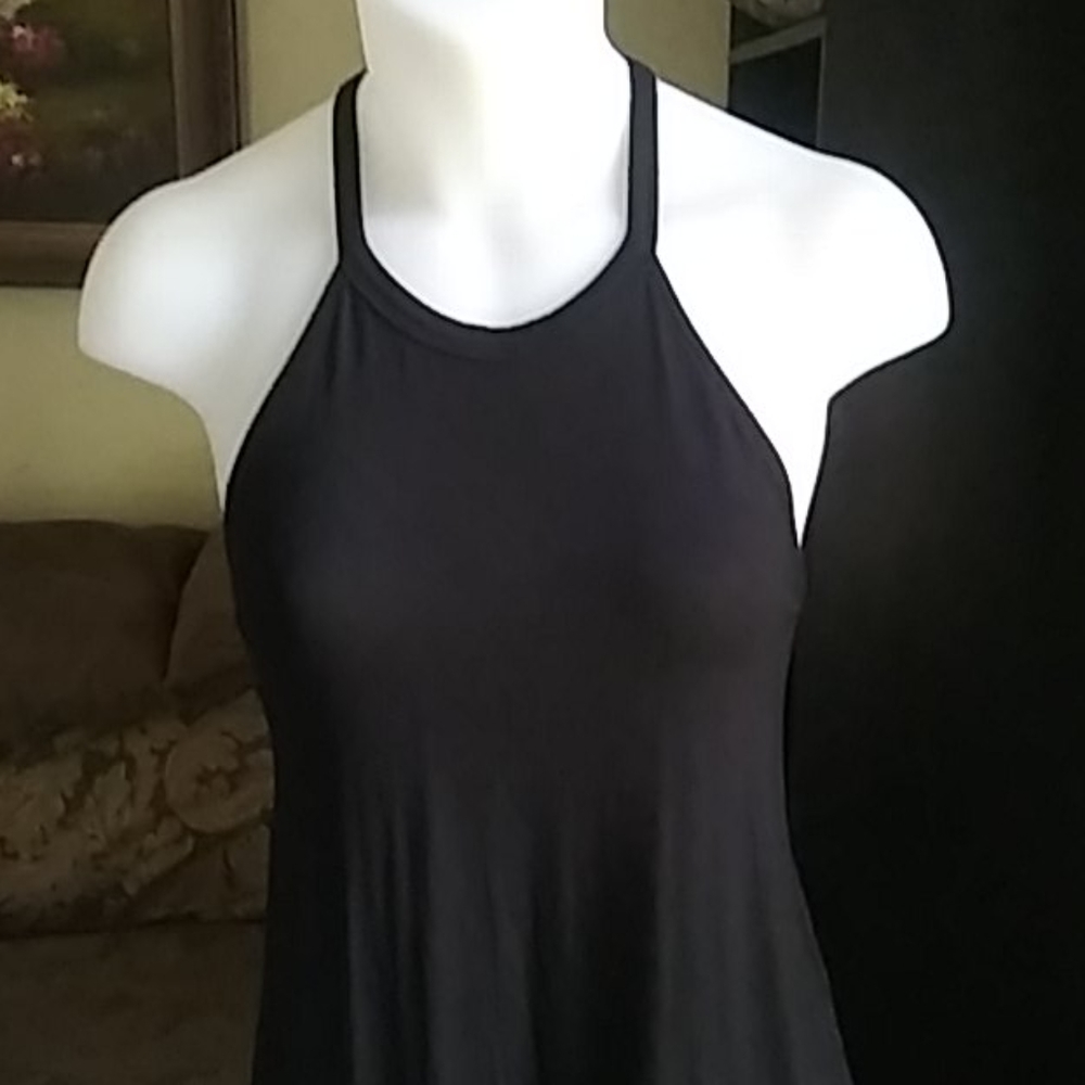 AQUA brand black T Racer back Tank Top